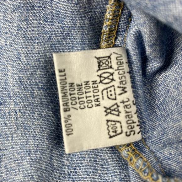 Vintage Wrangler Western Snap Button Denim Polo Shirt Men’s Sz M. Made In Canada - Picture 6 of 12